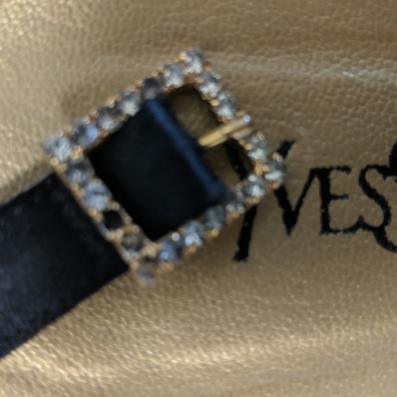 YSL black dressy ankle strap high heal shoes, size 8 M - Picture 10 of 13